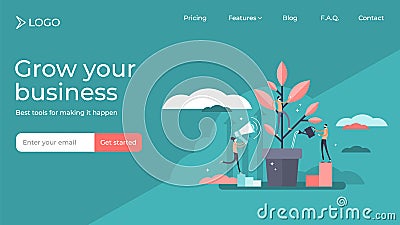 Mentoring flat tiny persons vector illustration landing page template design. Vector Illustration