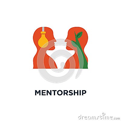 mentorship icon. guidance and leadership, emotional intelligence concept symbol design, empathy and communication, face to face Vector Illustration