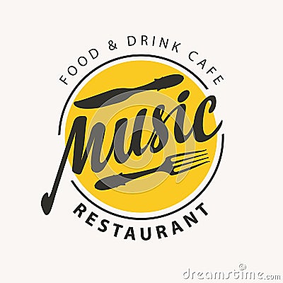 Menu or banner for music restaurant with cutlery Vector Illustration