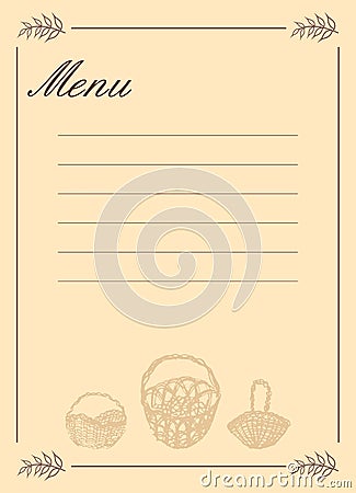 Menu with baskets Vector Illustration