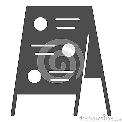 Menu board solid icon, Street food concept, Sidewalk restaurant advert sign on white background, Menu black board icon Vector Illustration