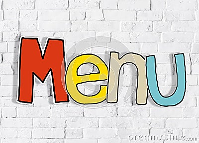 Menu Brick wall Single Word Text Background Clean Concept Stock Photo