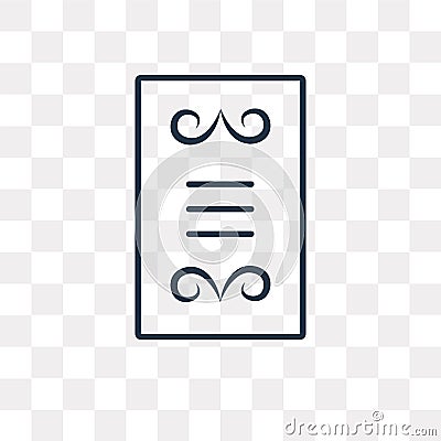 Menu Card vector icon isolated on transparent background, linear Vector Illustration