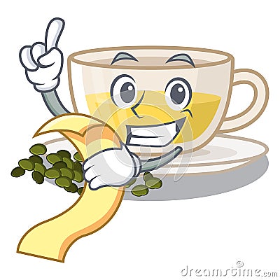 With menu cup oolong tea in cartoon shape Vector Illustration