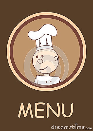 Menu with happy smiling chef Vector Illustration