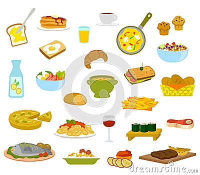 Daily Menu Items Vector Illustration