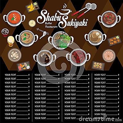 Menu shabu sukiyaki restaurant template Stock Photo