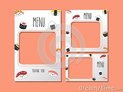 Menu template for japan food sushi style. Vector Illustration