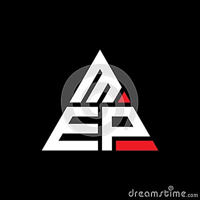 MEP triangle letter logo design with triangle shape. MEP triangle logo design monogram. MEP triangle vector logo template with red Vector Illustration