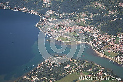 Mera river feeding Como lake Stock Photo