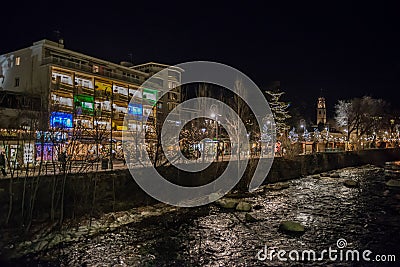 Merano by night, Trentino, Italy Editorial Stock Photo