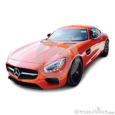 Mercedes AMG GT Red on White Background Editorial Stock Photo