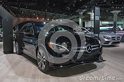 Mercedes-Benz C350e Plug-In Hybrid Drive on display during LA Au Editorial Stock Photo