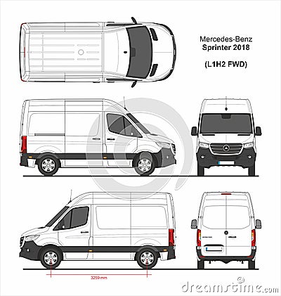 Mercedes Sprinter Cargo Van L1H2 FWD 2018 Editorial Stock Photo