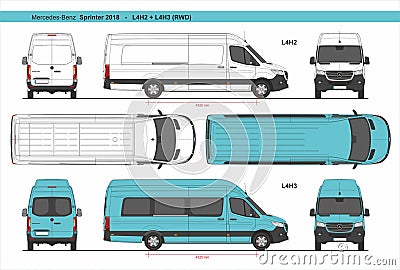 Mercedes Sprinter Van L4H2, L4H3 RWD 2018 Editorial Stock Photo