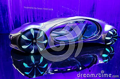 Mercedes-Benz Vision AVTR intuitive smart concept car, reading your mind while driving, showcased at the IAA Mobility 2021 motor Editorial Stock Photo