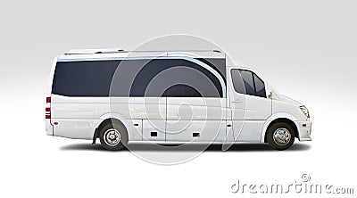 Mercedes-Benz white luxury mini bus isolated on white Stock Photo