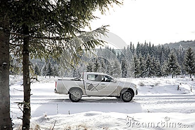 Mercedes-Benz X Class climbing on snow Editorial Stock Photo