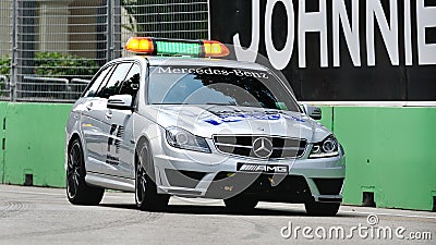 Mercedes C63 AMG medical car at F1 Singapore GP Editorial Stock Photo