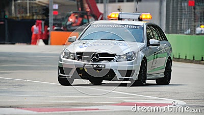 Mercedes C63 AMG medical car at F1 Singapore GP Editorial Stock Photo