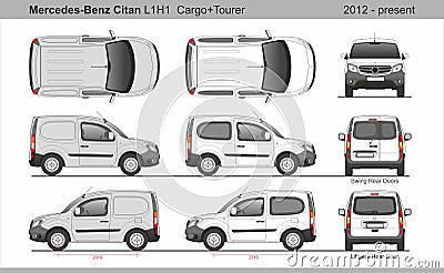 Mercedes Citan Cargo Van and Tourer Van L1H1 2012-present Editorial Stock Photo