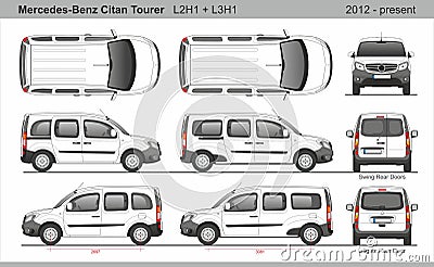 Mercedes Citan Tourer Passenger Van L2H1 and L3H1 2012-present Editorial Stock Photo