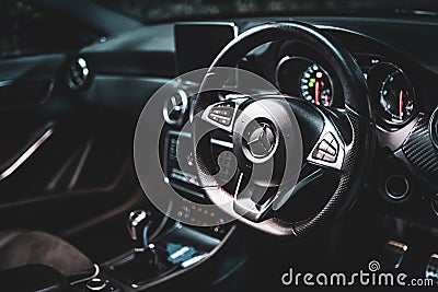 Mercedes A200d Interior engineered by AMG Editorial Stock Photo