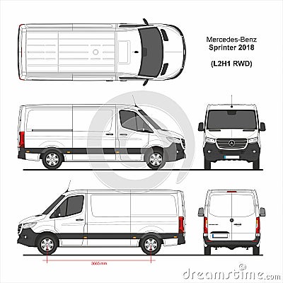 Mercedes Sprinter Cargo Van L2H1 RWD 2018 Editorial Stock Photo