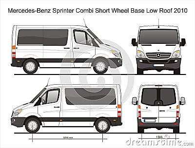 Mercedes Sprinter Combi SWB Low Roof Van 2010 Blueprint Editorial Stock Photo