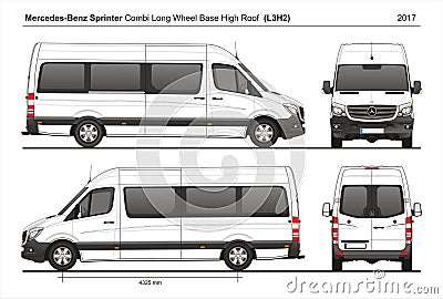 Mercedes Sprinter LWB High Roof Passenger Van L3H2 2017 Editorial Stock Photo