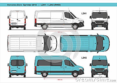 Mercedes Sprinter Van L2H1, L2H2 RWD 2018 Editorial Stock Photo