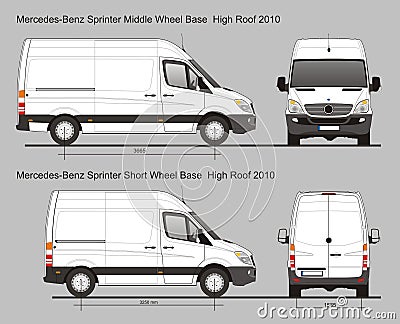 Mercedes Sprinter Van MWB and SWB Editorial Stock Photo