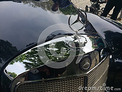 Mercedes vintage car emblem Editorial Stock Photo