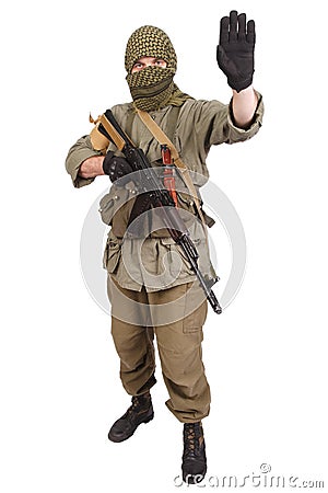 Mercenary with AK 47 Stock Photo