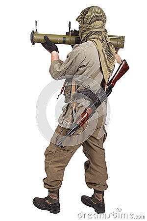 Mercenary with anti-tank rocket launcher - RPG 26 Stock Photo