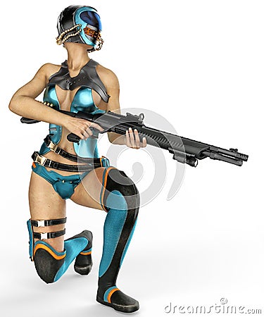 Mercenary girl taking over Stock Photo