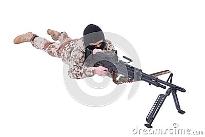 Mercenary with m60 machine gun Stock Photo