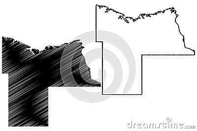 Mercer County, North Dakota State U.S. county, United States of America, USA, U.S., US map vector illustration, scribble sketch Vector Illustration