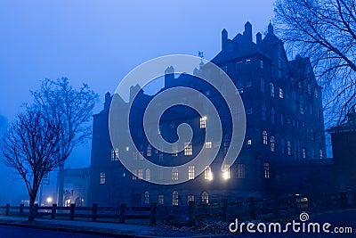 Mercer Museum under a misty sky in Doylestown, Pa. USA Editorial Stock Photo
