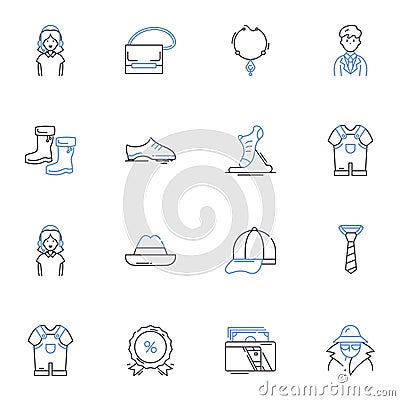 Merchandising display line icons collection. Showcase, Retail, Layout, Design, Shelf, Advertising, Visual vector and Vector Illustration