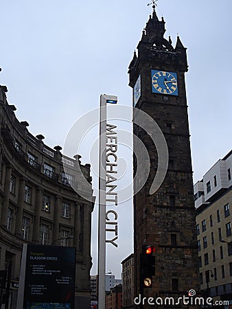 Merchant city with clock tower Editorial Stock Photo