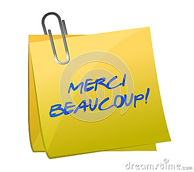 Merci Beaucoup! Sticky note Cartoon Illustration