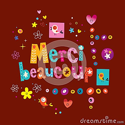 Merci beaucoup thank you very much in French Vector Illustration