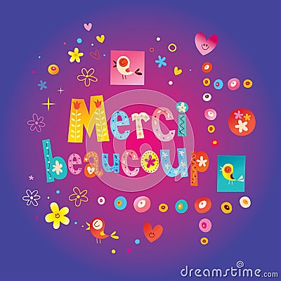 Merci beaucoup thank you very much in French Vector Illustration