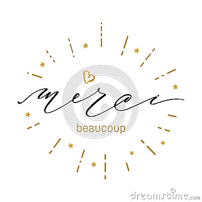 Merci thank you lettering Vector Illustration