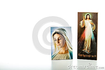 Merciful Jesus and Our Lady of Medjugorje the Blessed Virgin Mar Stock Photo