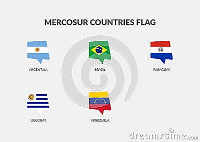 Mercosur Countries Chat flag icon set Vector Illustration