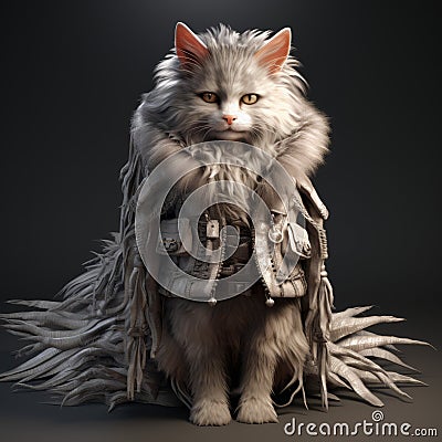 Mercuric: A Stylish Fantasy Cat In Frostpunk-inspired Costume Stock Photo