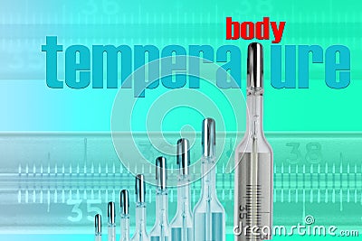 Mercury's thermometers and BODY TMPERATURE Stock Photo