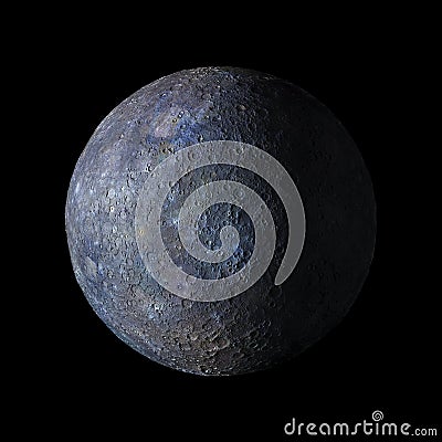 Mercury Solar system planet on black background 3d rendering. Elements of this image furnished by NASA Stock Photo